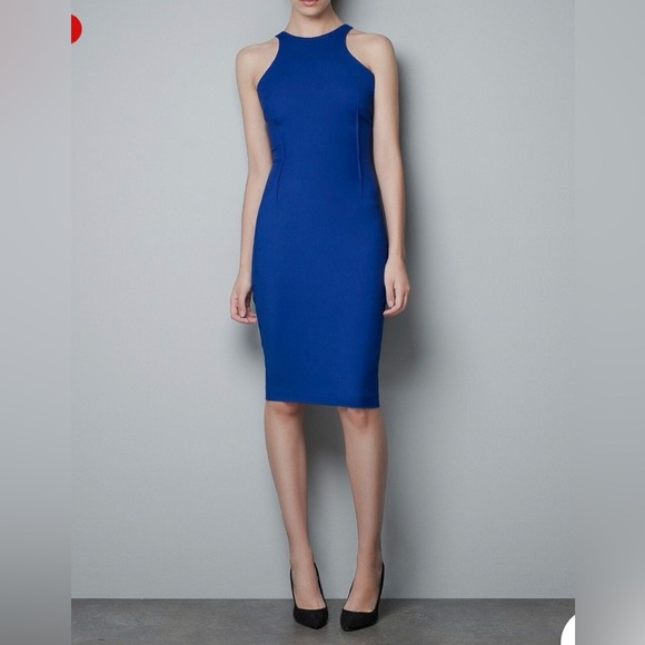 Zara Dresses & Skirts - NWT Zara Cobalt Blue Racer Back Pencil Dress Size M